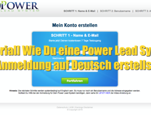 [Tutorial] Wie Du eine Power Lead System Anmeldung auf Deutsch erstellst